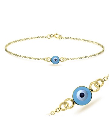 Evil Eye Round Shape Silver Bracelet BRS-202-GP